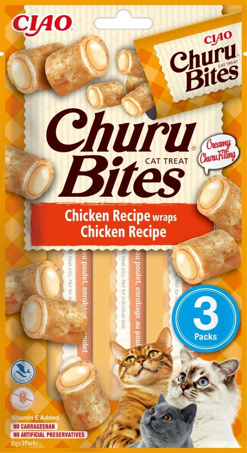 INABA Churu Bites Chicken recipe wraps - skanėstas katėms - 3x10 g