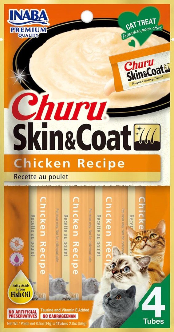 INABA Churu Skin&Coat Chicken recipe - skanėstas katėms - 4x14 g