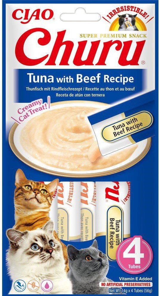 INABA Churu Tuna with Beef Recipe - skanėstas katėms - 4x14 g