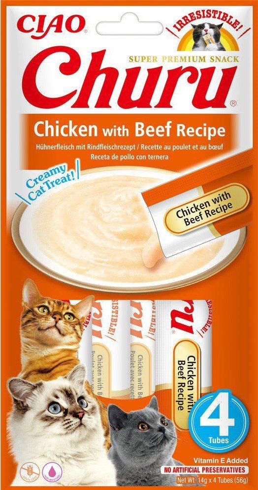 INABA Churu Chicken with Beef Recipe - skanėstas katėms - 4x14 g