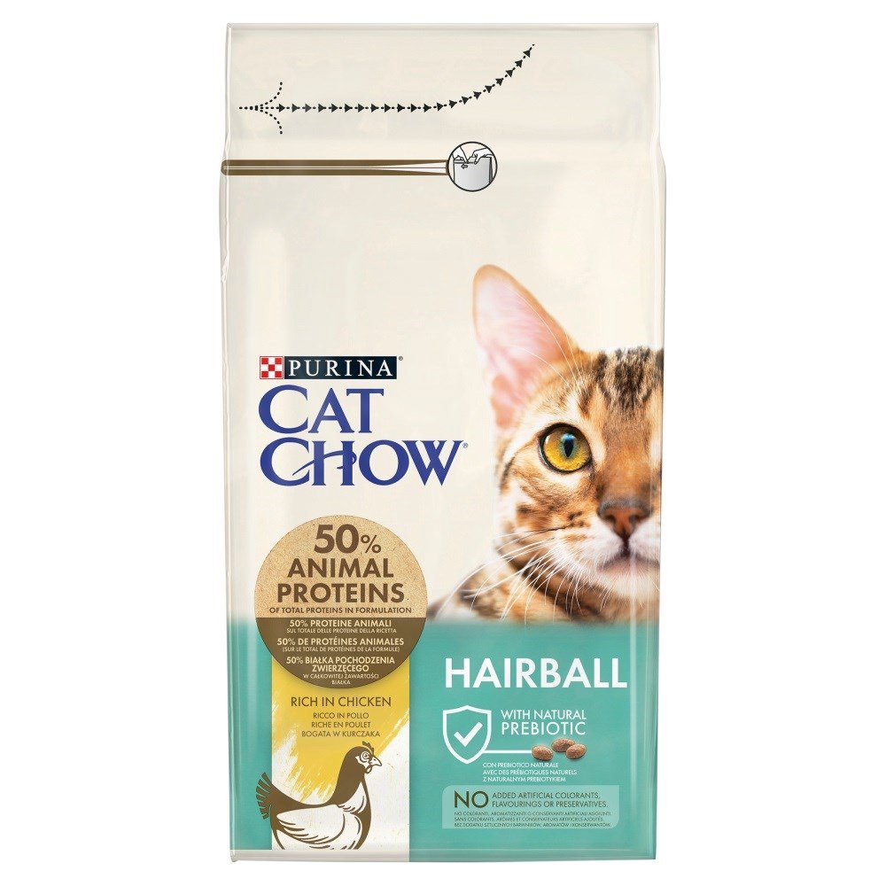 Purina CAT CHOW HAIRBALL CONTROLL sausas kačių maistas 1,5 kg Adult Viščiukas