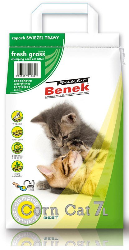 Certech Super Benek Corn Cat Šviežia žolė - Kukurūzų kraikas 7 l
