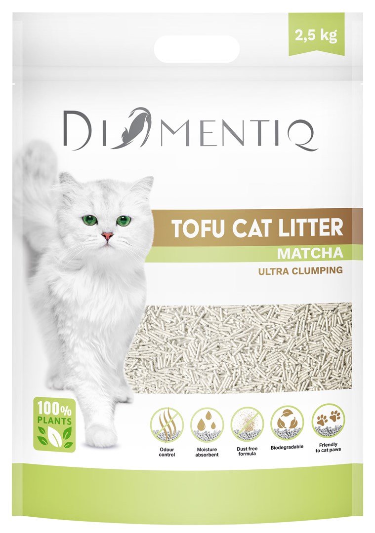 DIAMENTIQ Tofu Matcha Ultra clumping - augalinis kraikas - 2,5 kg
