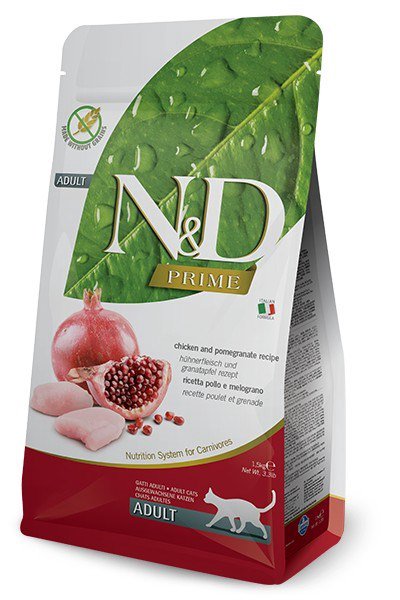 Kačių pašaras FARMINA N&D PRIME CHICKEN & POMEGRANATE ADULT 1,5kg