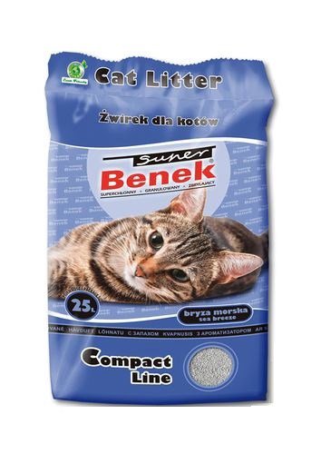 SUPER BENEK COMPACT Kačių kraikas Bentonito smėlis Jūros brizas 25 l