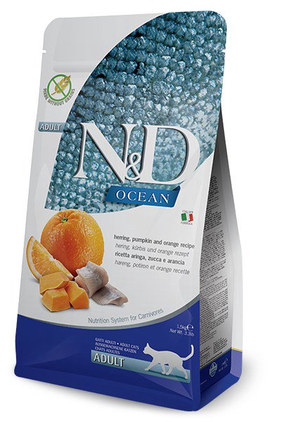 Farmina Pet Food HERRING, PUMPKIN & ORANGE ADULT sausas kačių maistas 1,5 kg