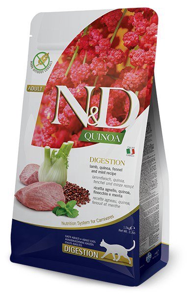 Kačių pašaras FARMINA N&D CAT  QUINOA DIGESTION LAMB & FENNEL 1,5kg