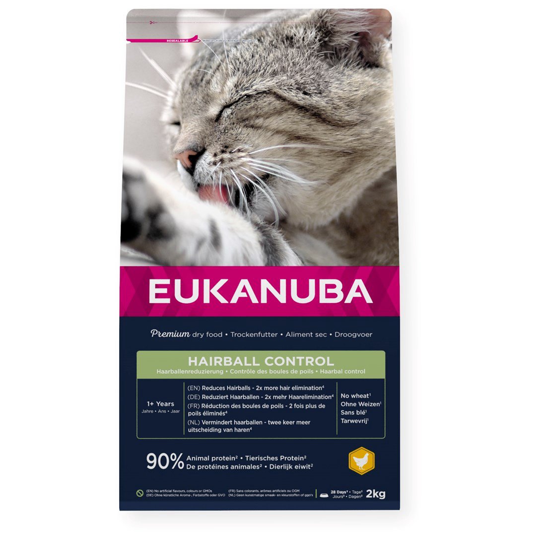 EUKANUBA Hairball Control Chicken - sausas kačių maistas - 2kg