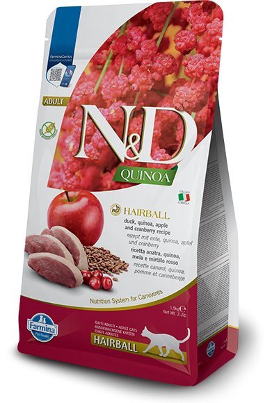 FARMINA N&D Quinoa Hairball - sausas kačių maistas - 1.5 kg