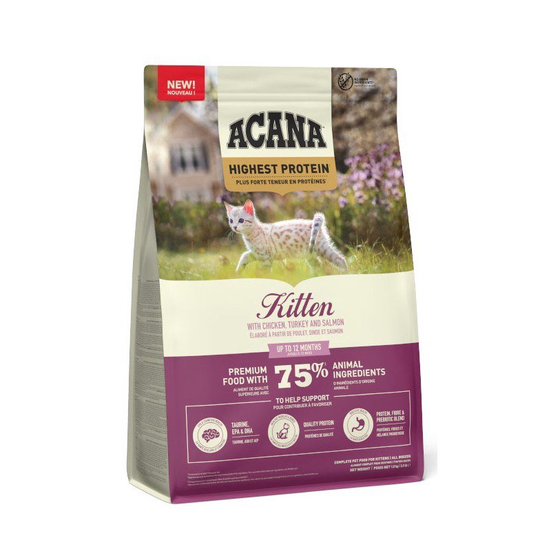 ACANA KITTEN Vištiena, kalakutiena, lašiša - sausas kačių maistas - 1,8 kg