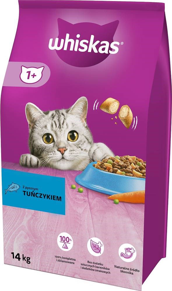 Sausas kačių maistas WHISKAS Adult Tuna with vegetables,14kg