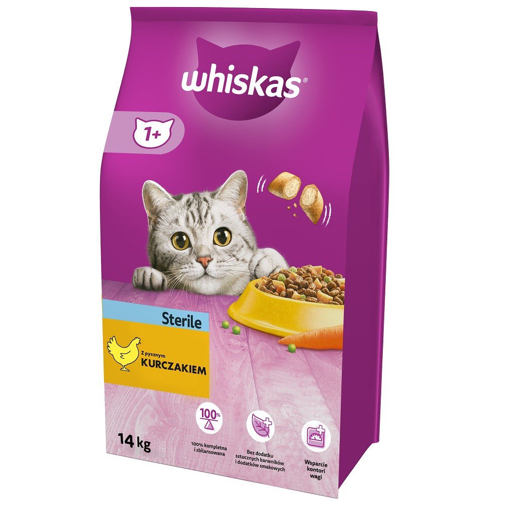 Sausas kačių maistas Whiskas STERILE Suaugusiųjų vištiena 14 kg