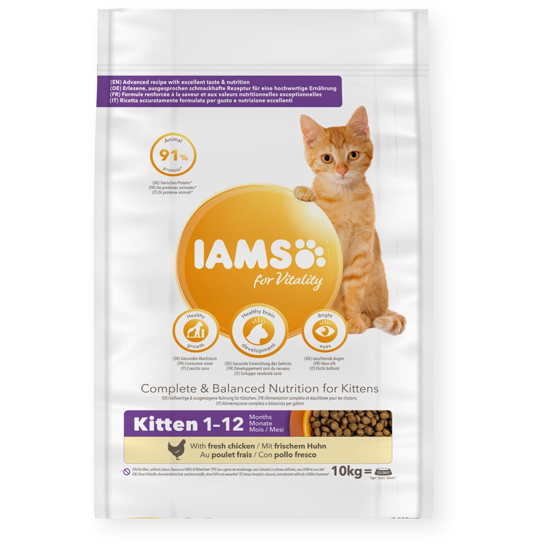 Sausas kačių maistas IAMS for Vitality Kitten Fresh chicken-10kg