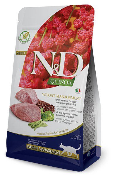 Kačių pašaras FARMINA N&D CAT QUINOA WEIGHT MANAGEMENT LAMB & BROCCOLI 5kg