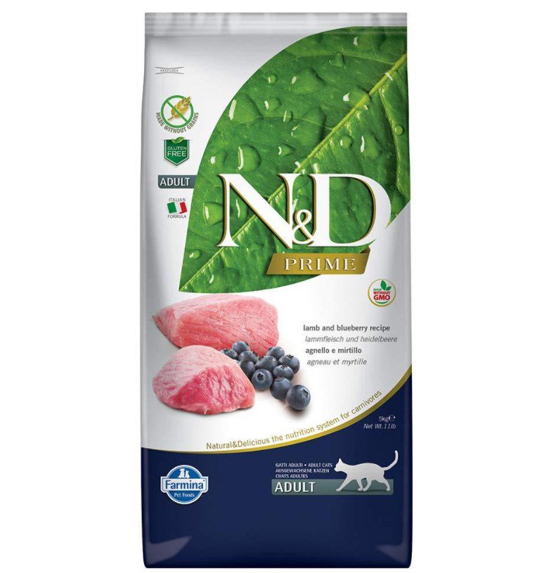 Kačių pašaras Farmina N&D Prime Cat Lamb & Blueberry Adult 5kg