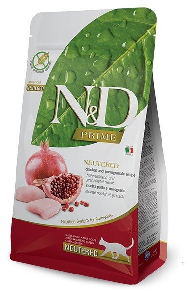 Kačių pašaras FARMINA N&D PRIME CAT NEUTERED CHICKEN & POMEGRANATE ADULT 5kg