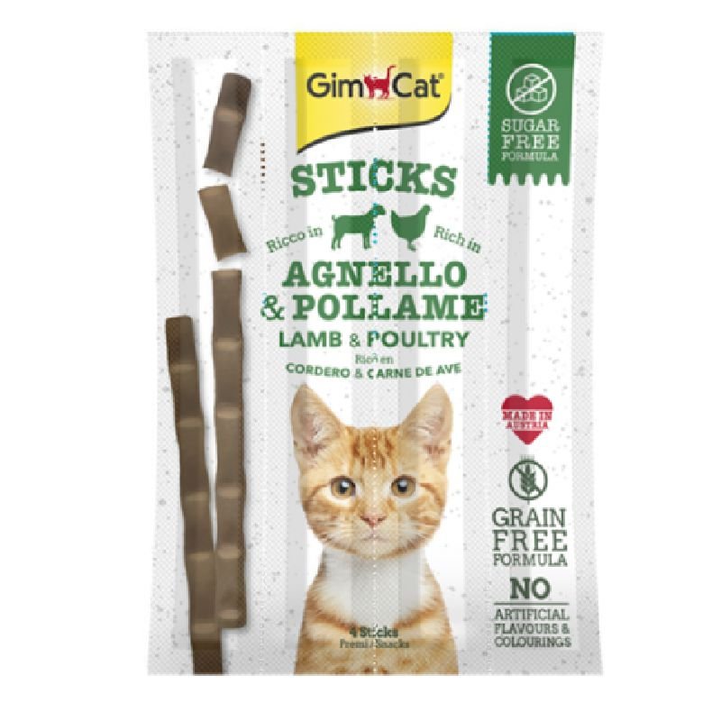 GimCat Sticks Lamb & Poultry skanėstas katėms begrūdės lazdelės, paukštiena, ėriena; 4vnt