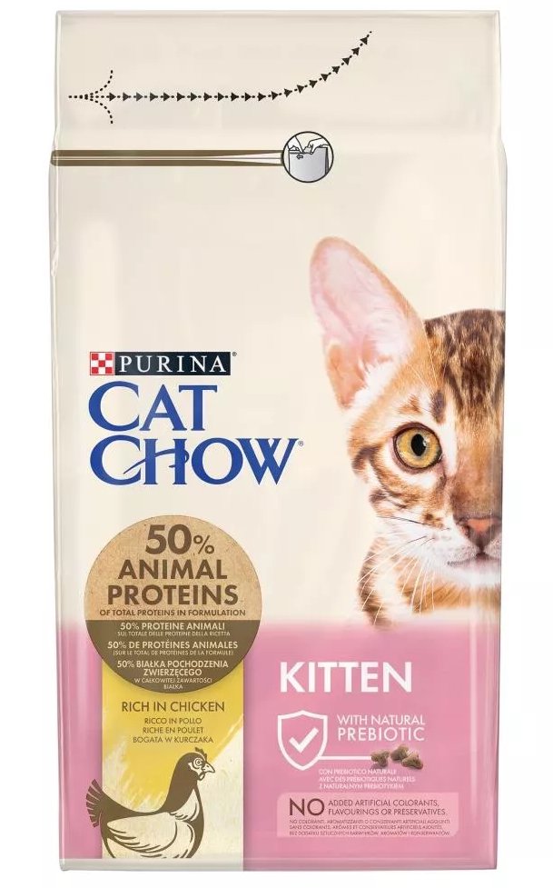 Purina Cat Chow Kitten sausas kačių maistas Kačiukas Viščiukas 1,5 kg