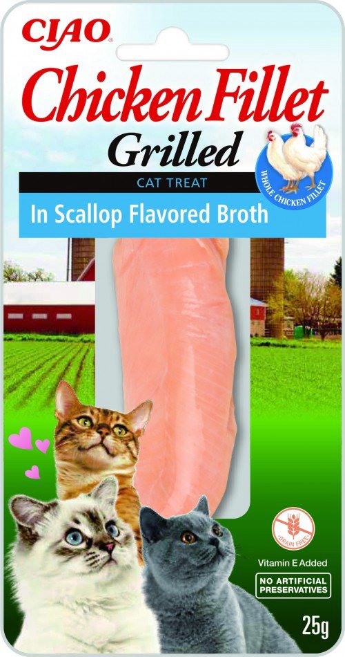 INABA Grilled Chicken Extra tender fillet in scallop flavored broth - skanėstas katėms - 25 g