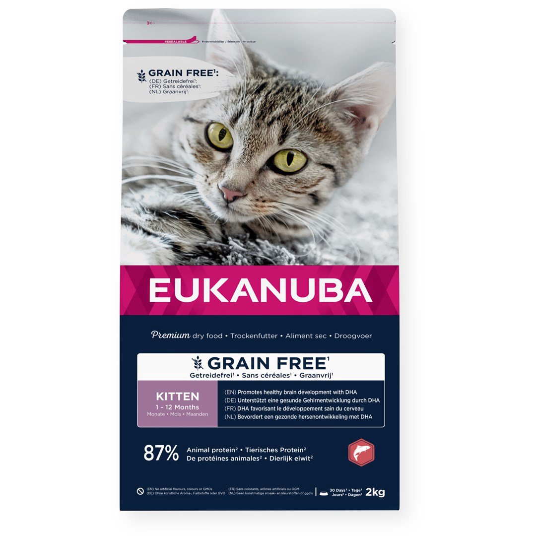 EUKANUBA Grain Free Kitten Salmon - sausas kačių maistas - 2kg