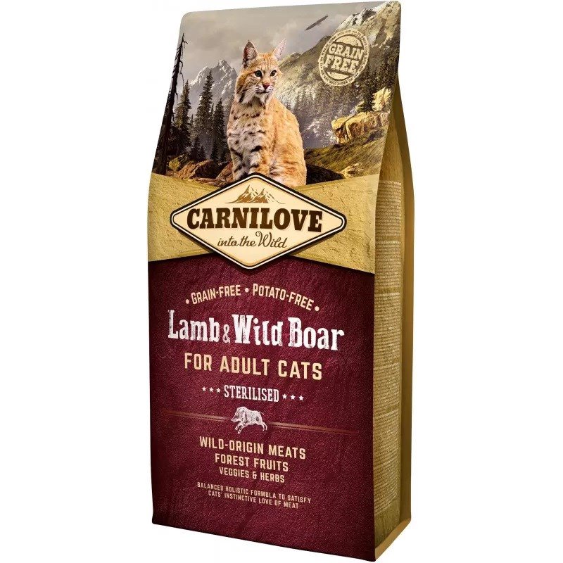 CARNILOVE Lamb & Wild Boar Sterilised - sausas kačių maistas - 6kg