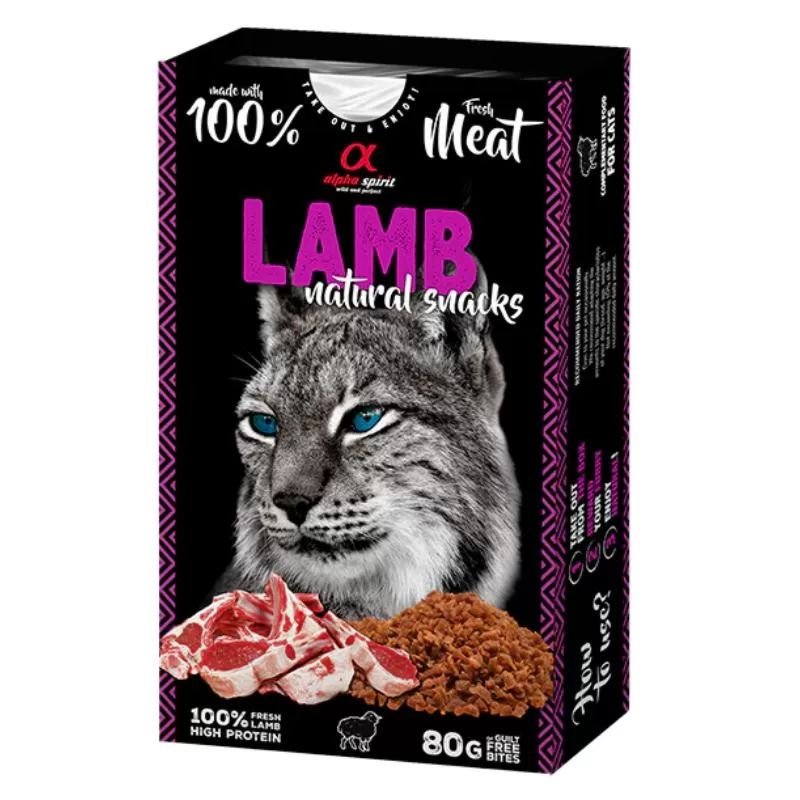 Alpha Spirit Natural Cat Lamb skanėstai katėms, ėriena; 80g