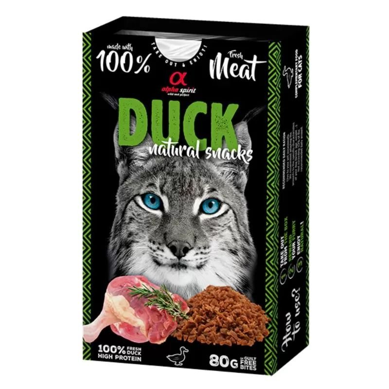Alpha Spirit Natural Cat Duck skanėstai katėms, antiena; 80g
