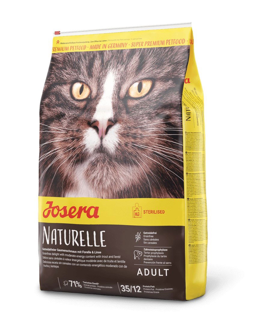Josera Naturelle begrūdis sausas maistas sterilizuotoms katėms su lęšiais ir upėtakiu 10kg