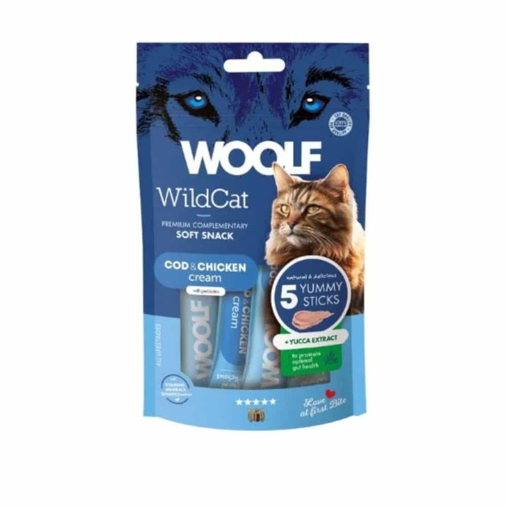 Woolf Wildcat Creamy Cod, Chicken and Yucca Extract laižomas skanėstas katėms