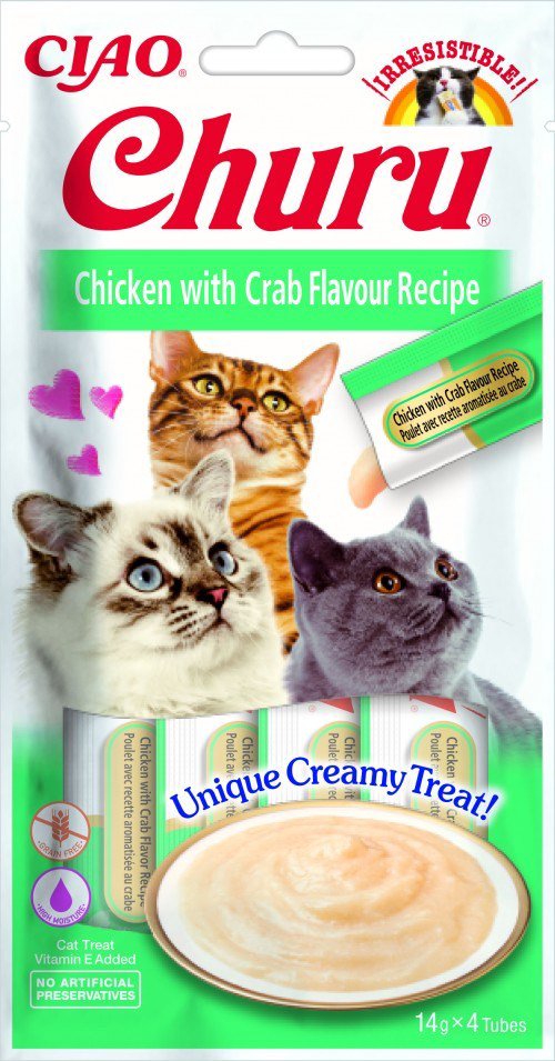 INABA Churu Chicken with Crab Recipe - skanėstas katėms - 4x14 g
