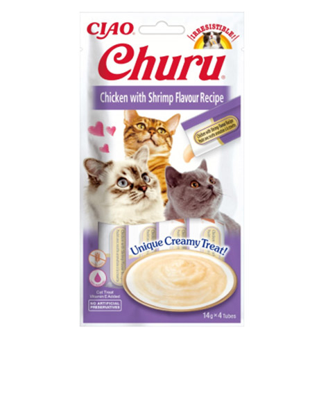 Churu Cat Chicken Shrimp kreminiai skanėstai katėms su vištiena ir krevetėmis, 56 g