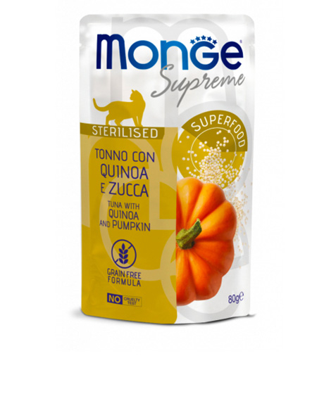 Monge Supreme Sterilised konservai katėms su tunu, bolivine balanda, moliūgu, 12x80 g