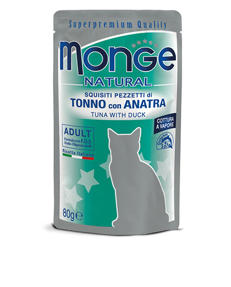 Monge Natural konservai katėms su tunu ir antiena, 12x80 g