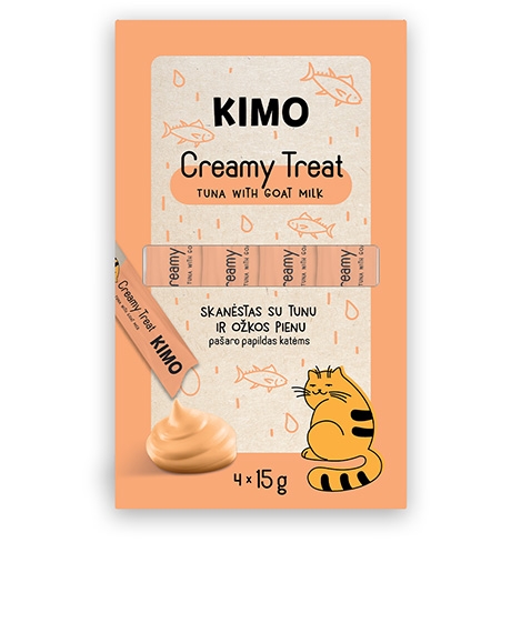 Kimo Cat Creamy Tuna Goat Milk kreminiai skanėstai katėms, 4x15 g
