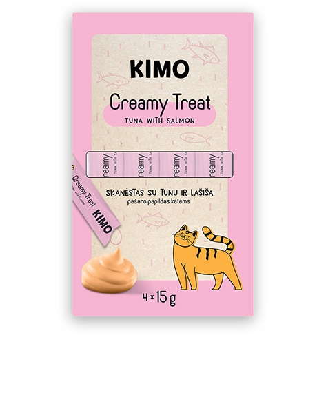 Kimo Cat Creamy Tuna Salmon kreminiai skanėstai katėms, 4x15 g