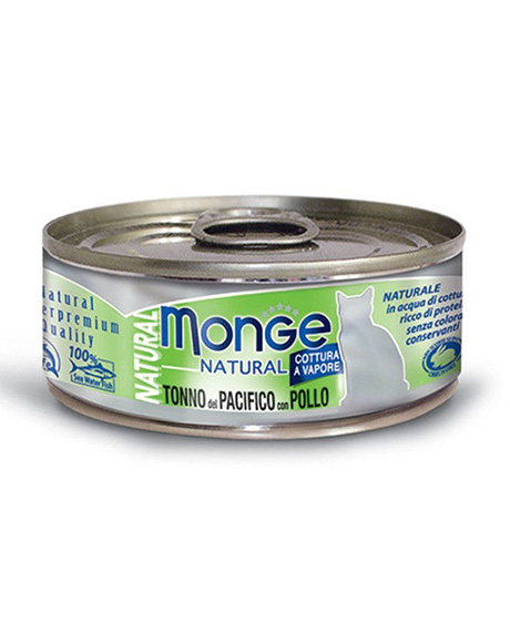 Monge Natural konservai katėms su tunu ir vištiena, 12x80 g
