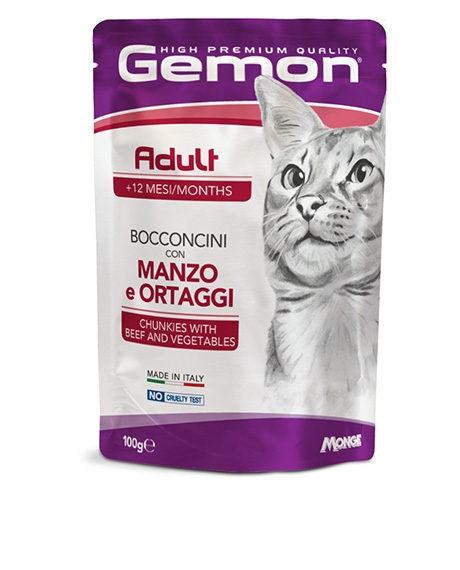 Gemon Cat Adult konservai katėms su jautiena ir daržovėmis, 24x100 g