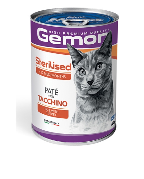 Gemon Cat Pate Sterilized paštetas katėms su kalakutiena, 6x400 g