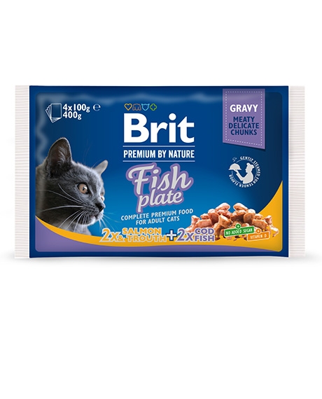 Brit Premium Cat konservai katėms Fish Plate, 4x100 g