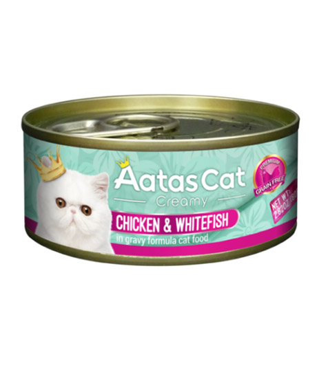 Aatas Cat Creamy Chicken - Whitefish konservai katėms, 80 g