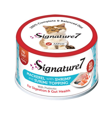 Signature7 Real Meat Gravy konservai katėms su skumbre, krevetėmis ir surimi, 70 g