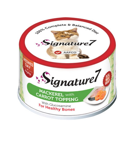 Signature7 Real Meat Gravy konservai katėms su skumbre ir morkomis, 70 g