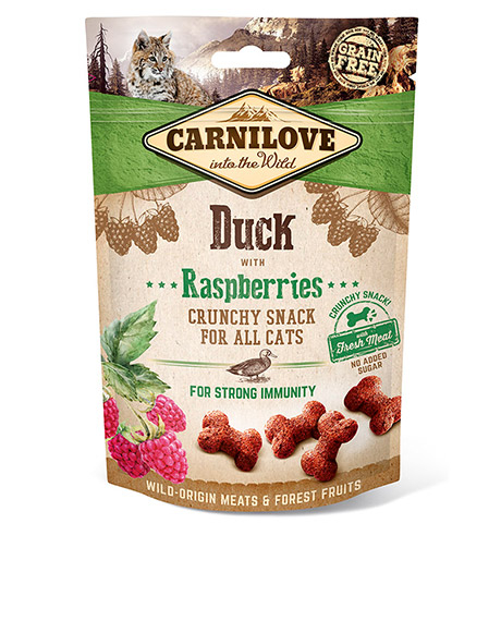 Carnilove Cat Duck skanėstai katėms su antiena ir avietėmis, 50 g