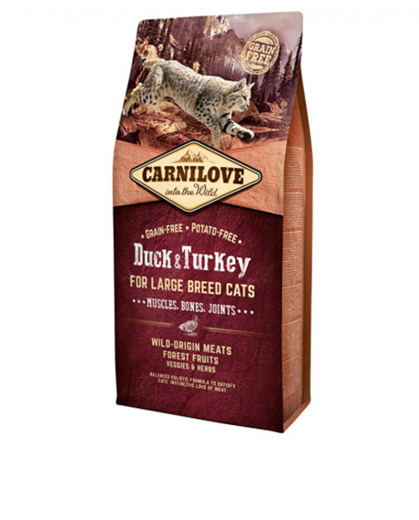 Carnilove Duck - Turkey Large Breed Cats sausas maistas katėms : Pakuotė - 6 kg