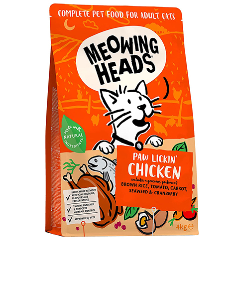 Meowing Heads Paw Lickin Chicken sausas maistas katėms, 4 kg