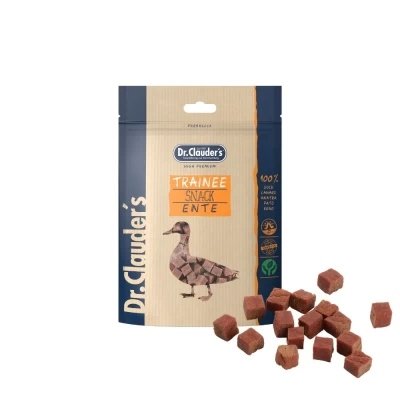 DR. CLAUDER’S TRAINEE SNACK vytintos antienos skanėstai kubeliais šunims ir katėms 80g