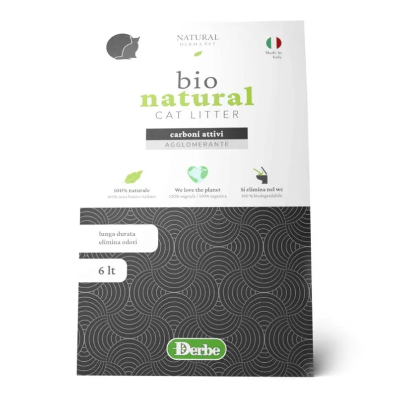 Natural Derma Pet Bio Natural Carboni suyrantis kukurūzinis kraikas katėms, su aktyvuota anglimi; 6l, 20l