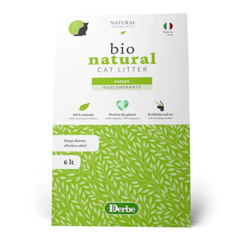Natural Derma Pet Bio Natural Nature suyrantis kukurūzinis kraikas katėms, neutralaus kvapo; 6l