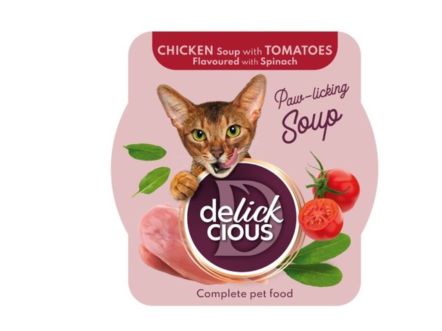 Delickcious Soup sriuba su vištiena pomidorais ir špinatais katėms 6x80g