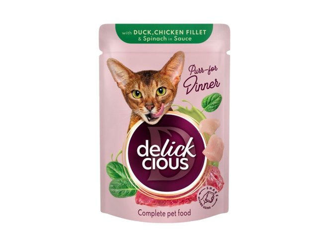 Delickcious konservai su antiena vištienos filė ir špinatais katėms 12x85g